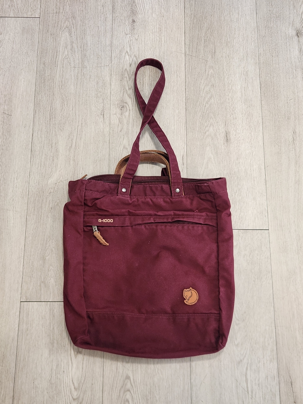 Fjallraven Totepack No 1 Maroon Burgundy G-1000 Leather Convertible Bag